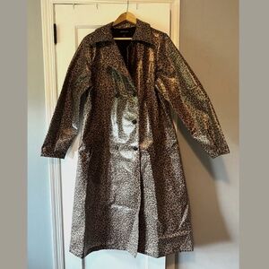 Something Navy Leopard Print Water Resistant Coated Trench Coat